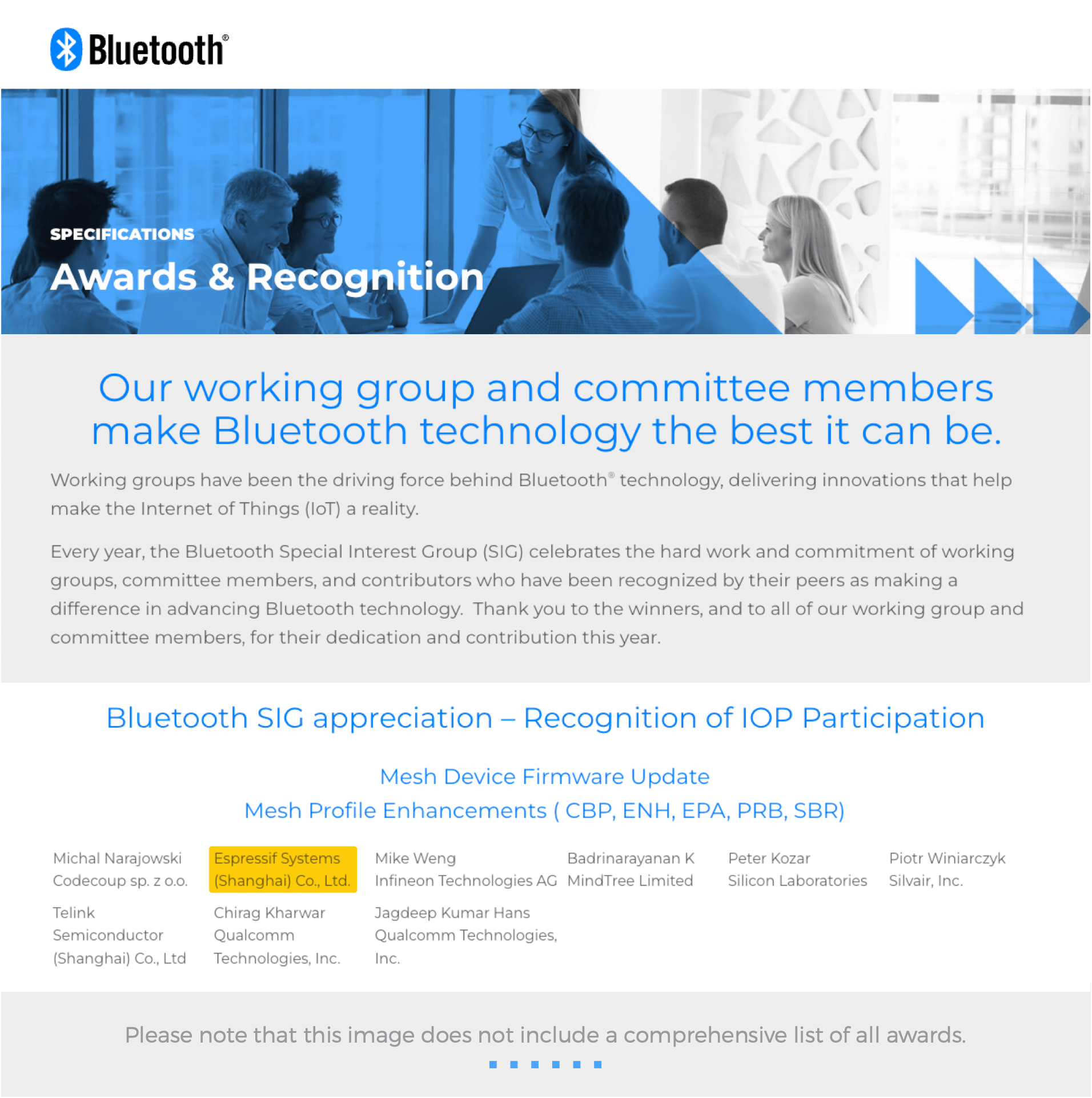 Espressif Takes the Lead in Supporting Bluetooth® Mesh Protocol 1.1